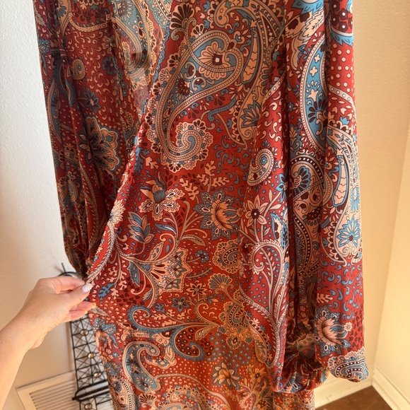 Adrienne Maxi Boho Paisley Open Kimono Coverup Cardigan - Picture 5 of 7